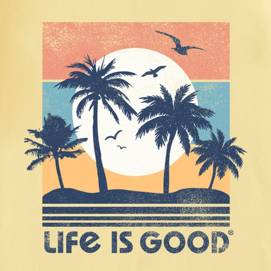 Men Life is Good Graphic Tees | Men'S Clean Beachy Palms Crusher Tee Sandy Yellow