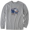 Men Life is Good Graphic Tees | Men'S Jake Bear Ski Lift Long Sleeve Crusher Tee Heather Gray