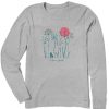 Women Life is Good Graphic Tees | Women'S Wildflower Walk Long Sleeve Crusher Tee Heather Gray