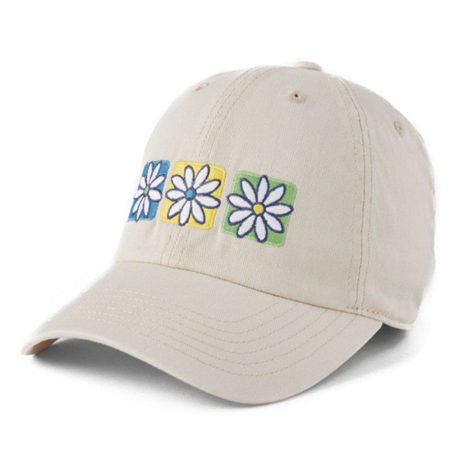 Women Life is Good Hats | Three Boxed Daisies Chill Cap Bone