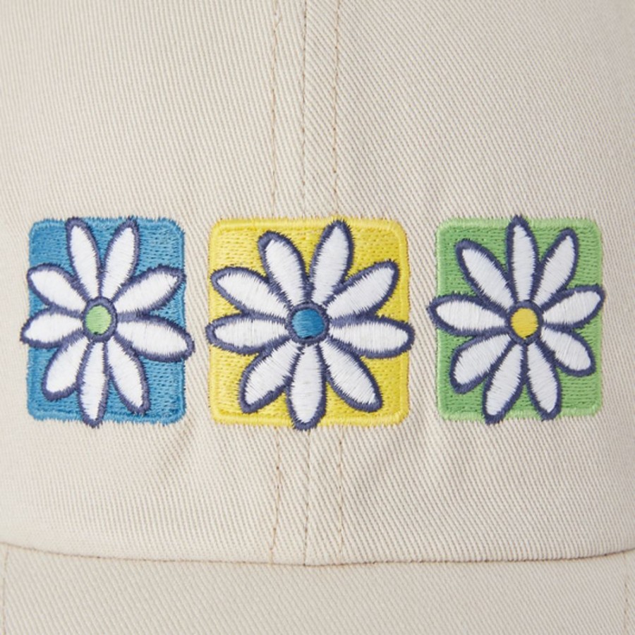 Women Life is Good Hats | Three Boxed Daisies Chill Cap Bone