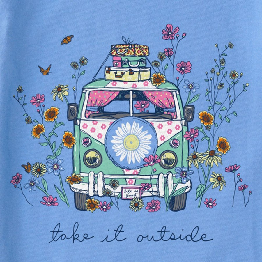 Kids Life is Good Graphic Tees | Kids Realaxed Take It Outside Wildflower Van Crusher Tee Cornflower Blue