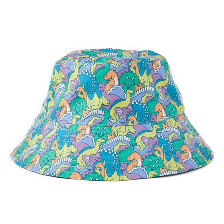 Women Life is Good Hats | Kids Dinosaur Friends Pattern Made In The Shade Bucket Hat Darkest Blue