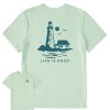 Men Life is Good Graphic Tees | Men'S Lighthouse Sea Crusher-Lite Tee Sage Green