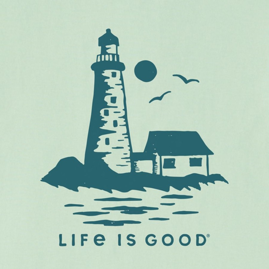 Men Life is Good Graphic Tees | Men'S Lighthouse Sea Crusher-Lite Tee Sage Green