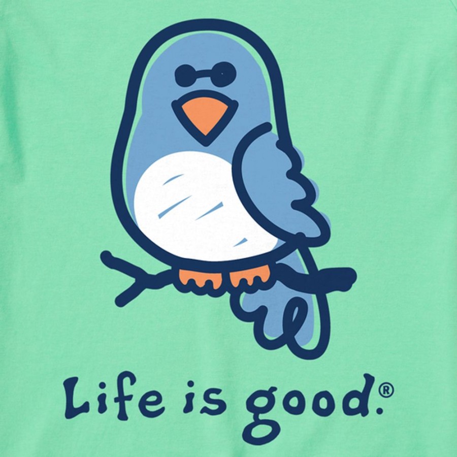 Kids Life is Good Graphic Tees | Kids Sweet Bird Long Sleeve Crusher Tee Spearmint Green