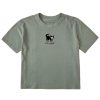 Women Life is Good Boxy Tees | Women'S Vintage Tuxedo Al Mini Boxy Crusher Tee Moss Green