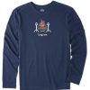 Men Life is Good Graphic Tees | Men'S Log On Long Sleeve Vintage Crusher Tee Darkest Blue