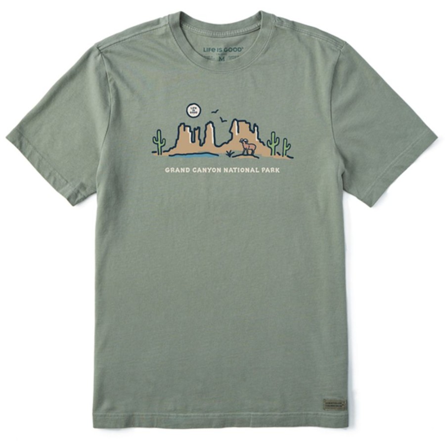 Men Life is Good Graphic Tees | Men'S Vintage Grand Canyon Vista Short Sleeve Tee Moss Green