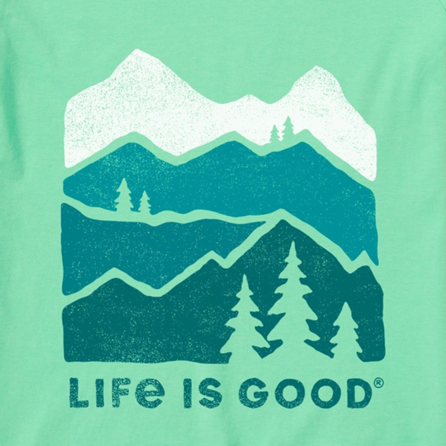 Women Life is Good Sweatshirts & Hoodies | Women'S Mountain Silhouette Simply True Fleece Crew Spearmint Green