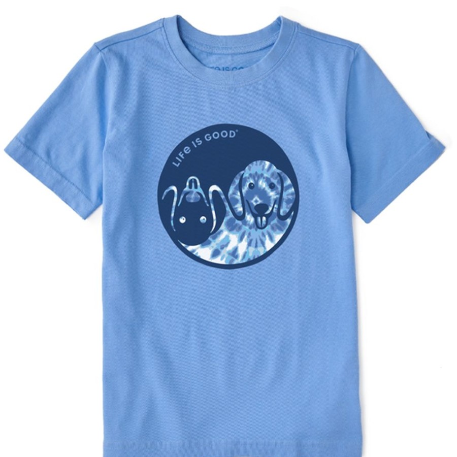 Kids Life is Good Graphic Tees | Kids Tie Dye Yin Yang Pup Crusher Tee Cornflower Blue