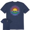 Men Life is Good Graphic Tees | Men'S Tie Dye Sunset Burst Short Sleeve Tee Darkest Blue