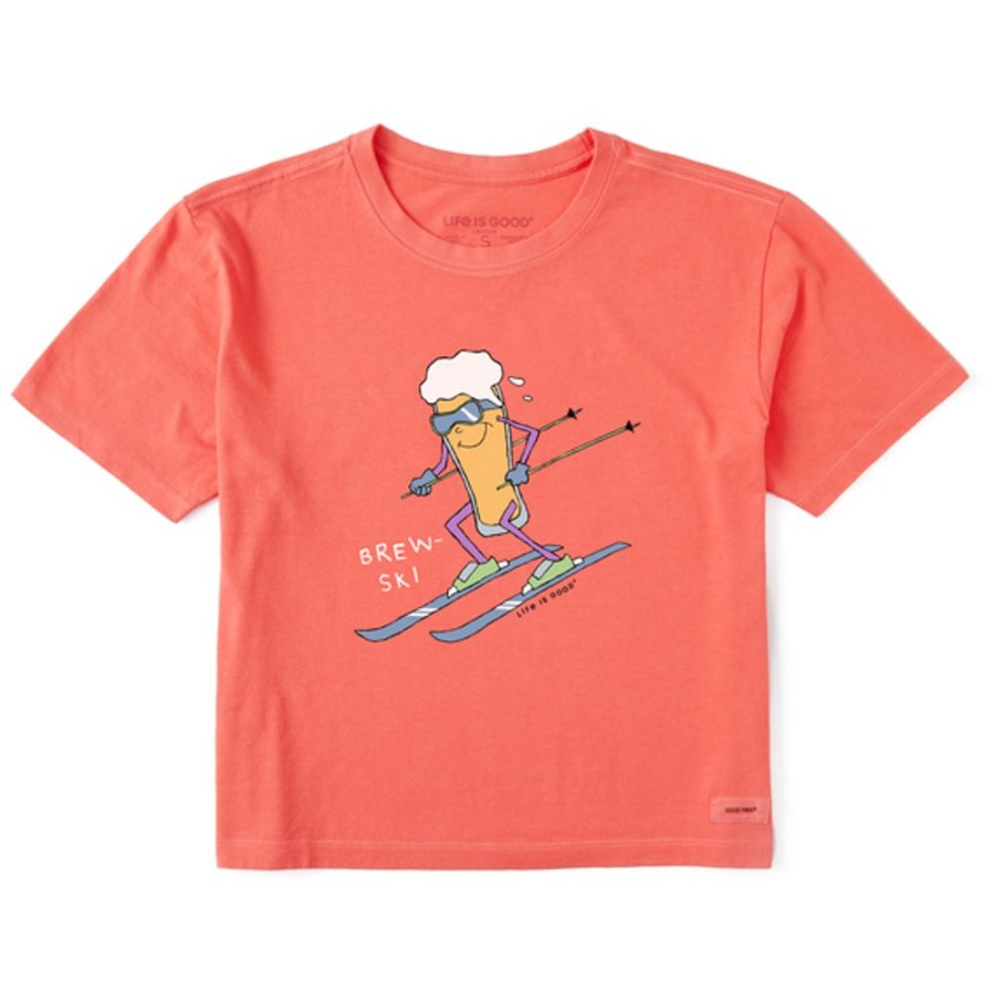 Women Life is Good Boxy Tees | Women'S Brewski Boxy Crusher Tee Mango Orange