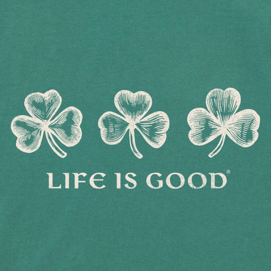 Women Life is Good Sweatshirts & Hoodies | Women'S Woodcut 3 Clovers Simply True Fleece Hoodie Spruce Green