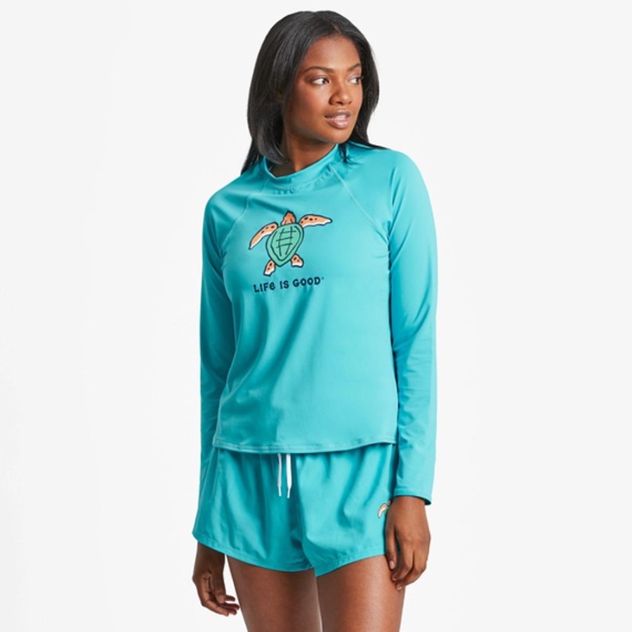 Women Inmocean Swimwear | Women'S Sea Turtle Long Sleeve Rashguard Island Blue