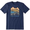 Men Life is Good Graphic Tees | Men'S Mountain Bike Landscape Silhouette Crusher-Lite Tee Darkest Blue