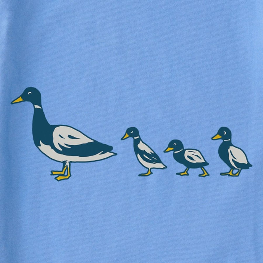 Women Life is Good Boxy Tees | Women'S Clean Walking Ducks Boxy Crusher Tee Cornflower Blue