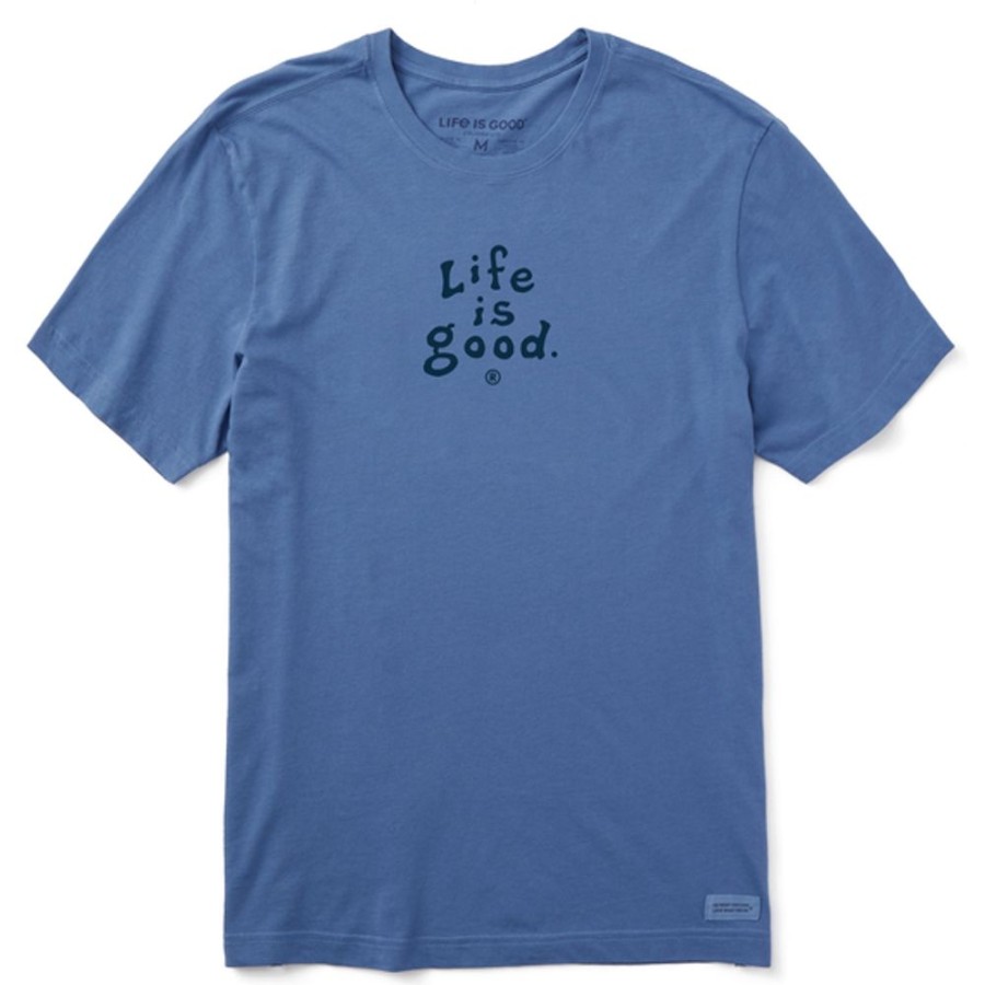 Men Life is Good Graphic Tees | Men'S Lig Vintage Wordmark Stacked Tonal Crusher Tee Vintage Blue