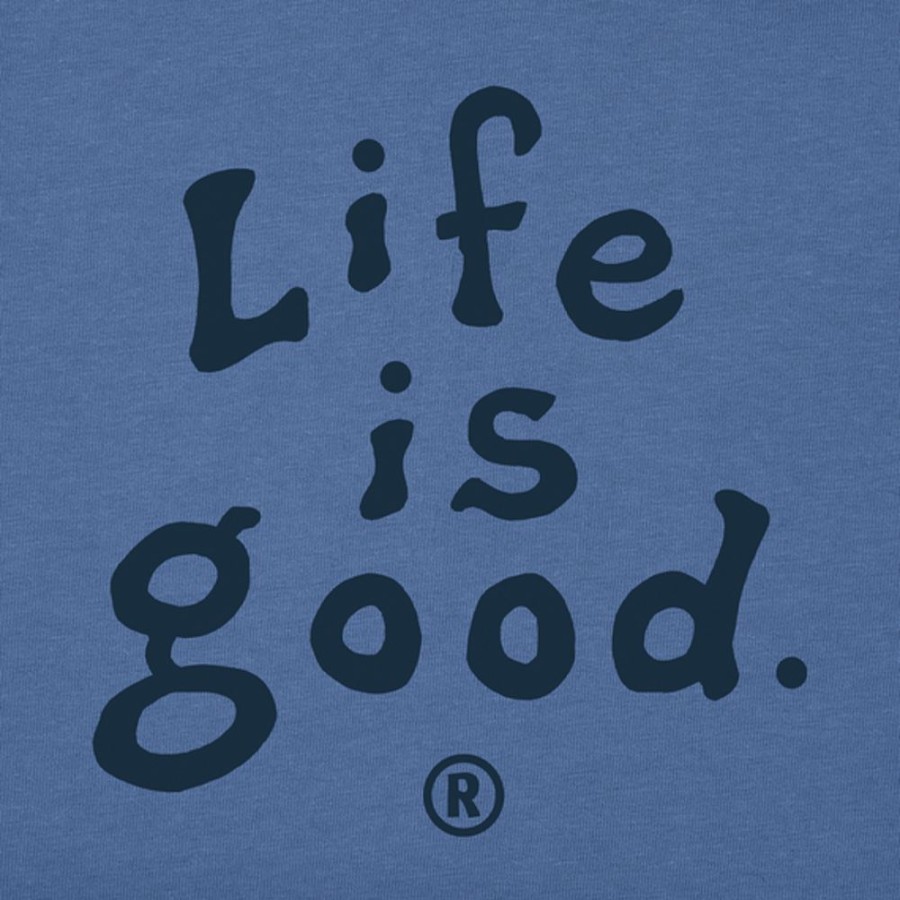 Men Life is Good Graphic Tees | Men'S Lig Vintage Wordmark Stacked Tonal Crusher Tee Vintage Blue