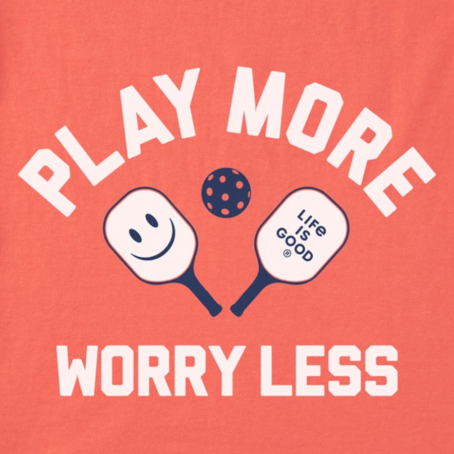 Home Life is Good Pickleball | Women'S Play More Worry Less Pickleball Short Sleeve Tee Mango Orange