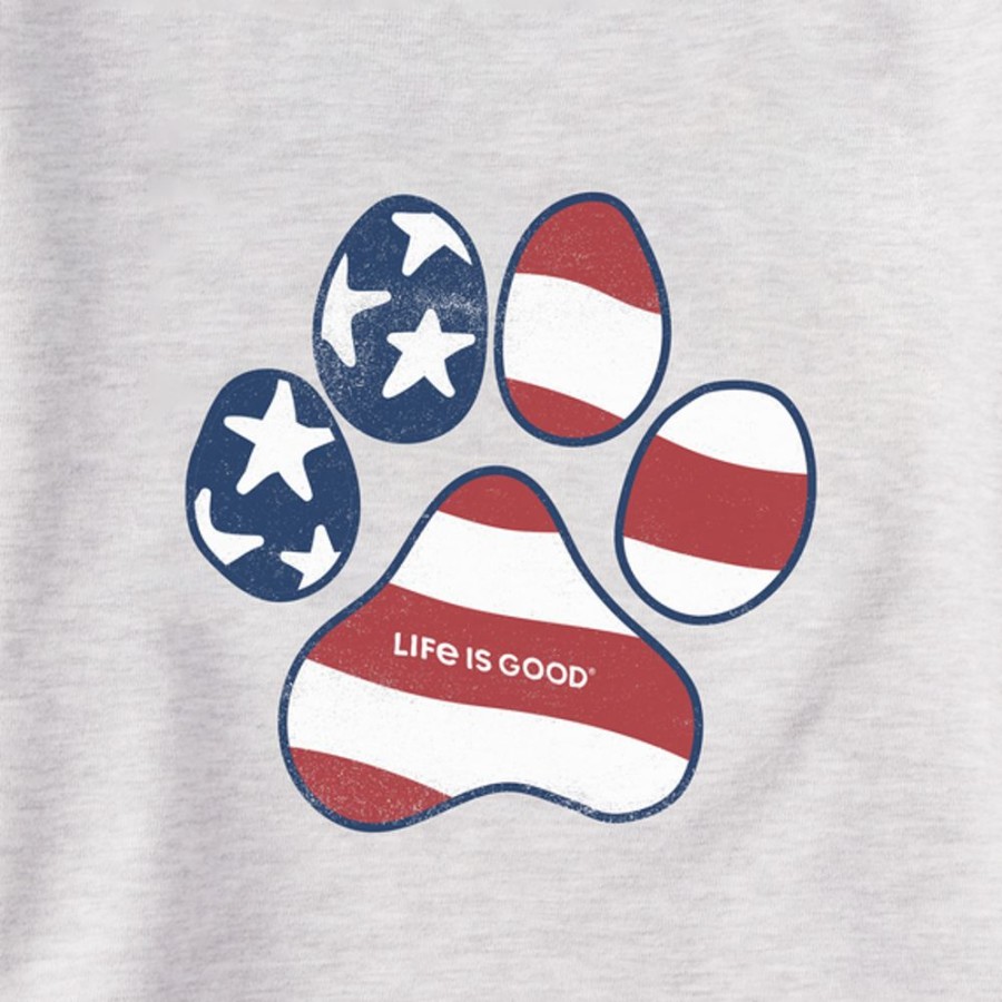 Men Life is Good Sweatshirts & Hoodies | Men'S Us Flag Paw Simply True Fleece Crew Light Heather Gray