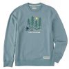 Men Life is Good Sweatshirts & Hoodies | Men'S Hiking Through The Woods Simply True Fleece Crew Smoky Blue