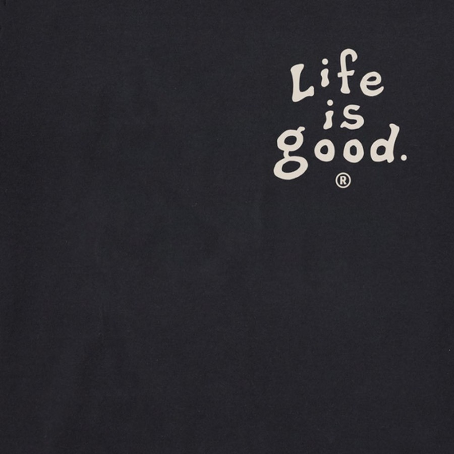 Women Life is Good Sweatshirts & Hoodies | Women'S Lig Vintage Wordmark Stacked Simply True Fleece Hoodie Jet Black