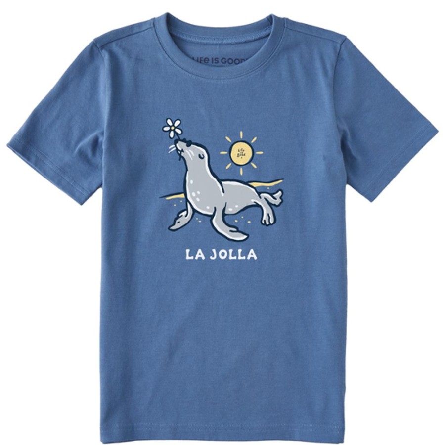 Kids Life is Good Graphic Tees | Kids Sea Lion Daisy La Jolla Crusher Tee Vintage Blue