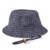 Men Life is Good Hats | Linear Fish Pattern Bucket Hat Darkest Blue