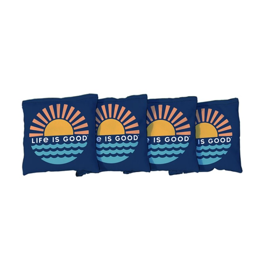 Home Victory Tailgate Beach Gear | Sunset On The Water Cornhole Corn Filled Bags Darkest Blue