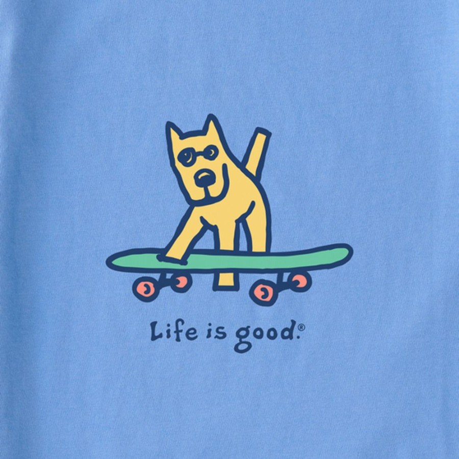 Women Life is Good Boxy Tees | Women'S Rocket Skateboard Boxy Crusher Tee Cornflower Blue