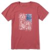 Women Life is Good Graphic Tees | Women'S Tie Dye Sunflower Flag Crusher Tee Faded Red