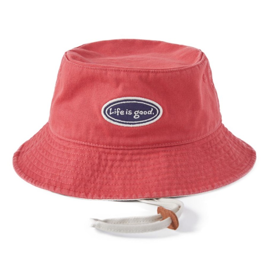 Women Life is Good Hats | Lig Vintage Oval Bucket Hat Faded Red