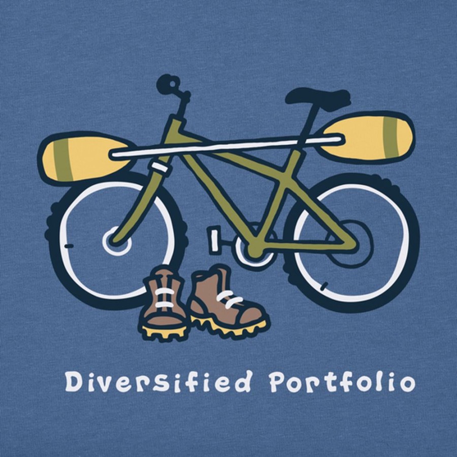 Men Life is Good Graphic Tees | Men'S Diversified Portfolio Bike Crusher Tee Vintage Blue