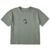 Women Life is Good Boxy Tees | Women'S Shady Blue Bird Boxy Crusher Tee Moss Green