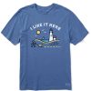 Men Life is Good Graphic Tees | Men'S I Like It Here Lighthouse Walk Short Sleeve Tee Vintage Blue