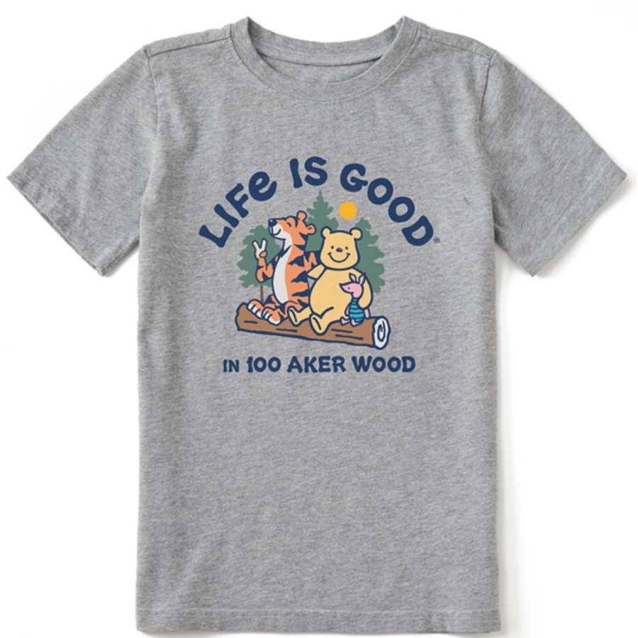 Kids Life is Good Graphic Tees | Kids Clean Lig In 100 Aker Wood Winnie Crusher Tee Heather Gray