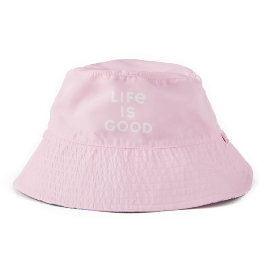 Kids Life is Good Hats | Kids Botanical Butterfly Pattern Made In The Shade Bucket Hat Seashell Pink