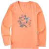 Women Life is Good Graphic Tees | Women'S Hummingbird Brave Wings Long Sleeve Crusher Vee Canyon Orange