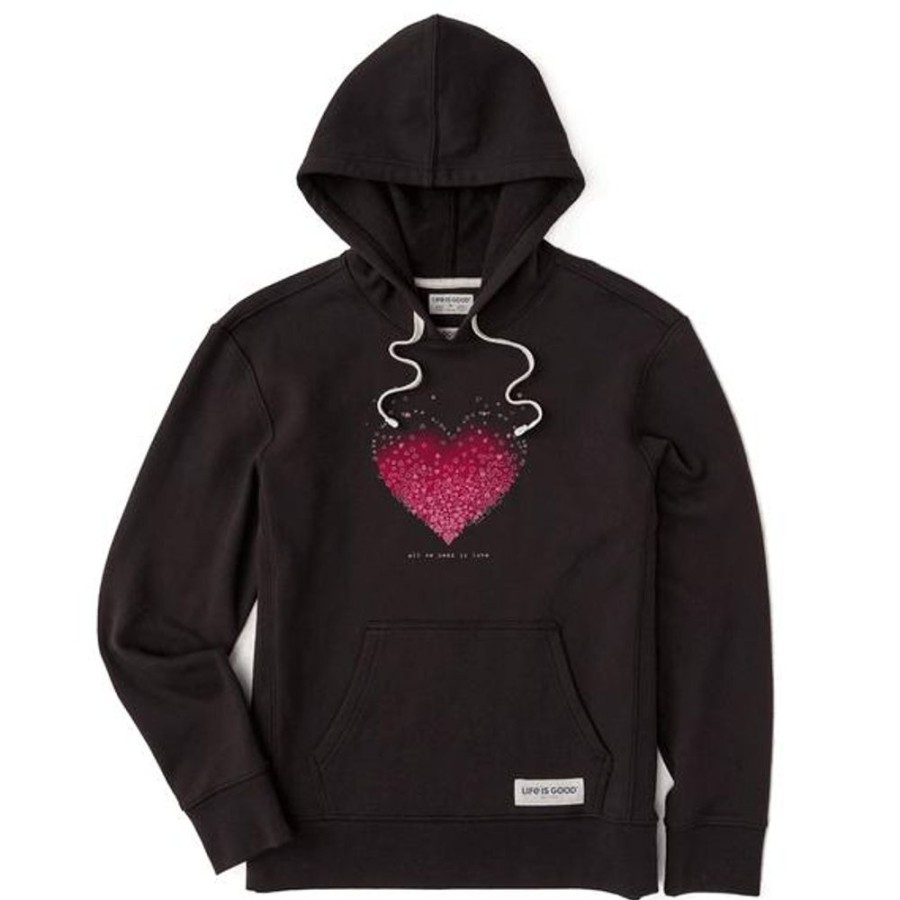 Women Life is Good Sweatshirts & Hoodies | Women'S Scattered Hearts Simply True Fleece Hoodie Jet Black