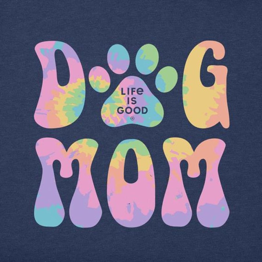 Women Life is Good Sweatshirts & Hoodies | Women'S Groovy Tie Dye Dog Mom Simply True Fleece Hoodie Darkest Blue