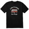 Men Life is Good Graphic Tees | Men'S San Diego Surf Van Crusher Tee Jet Black