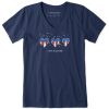 Women Life is Good Graphic Tees | Women'S Americana Hearts Stars And Stripes Crusher Vee Darkest Blue