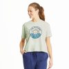 Women Life is Good Boxy Tees | Women'S Lig Mountain Sunrise Boxy Crusher Tee Sage Green