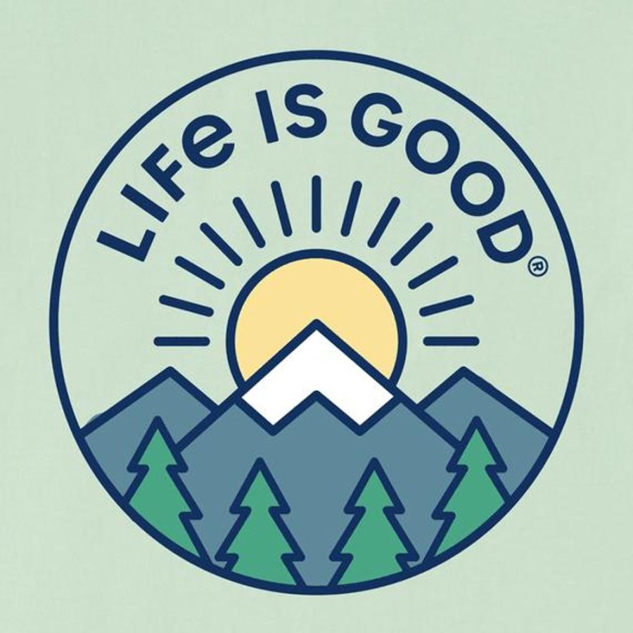 Women Life is Good Boxy Tees | Women'S Lig Mountain Sunrise Boxy Crusher Tee Sage Green