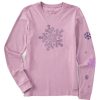 Women Life is Good Graphic Tees | Women'S Mandala Snowflake Long Sleeve Crusher Tee Violet Purple