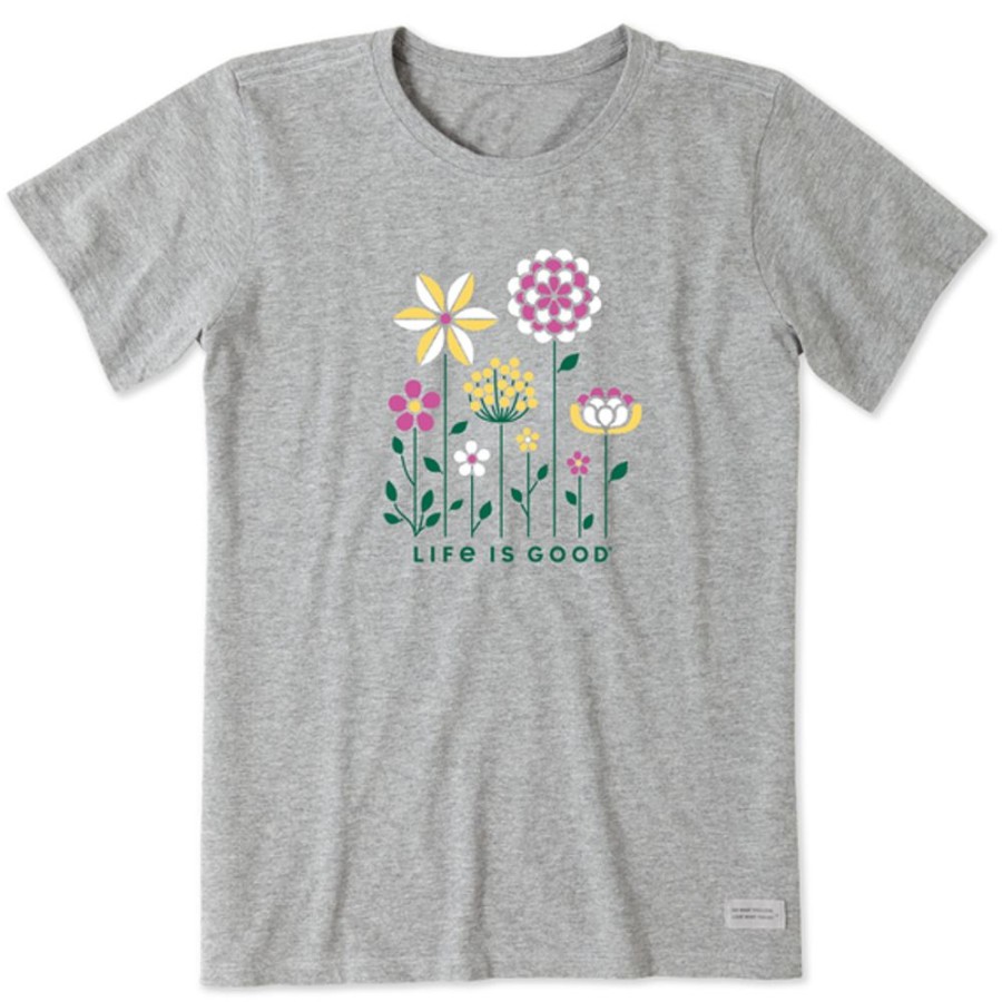 Women Life is Good Graphic Tees | Women'S Linear Garden Short Sleeve Tee Heather Gray