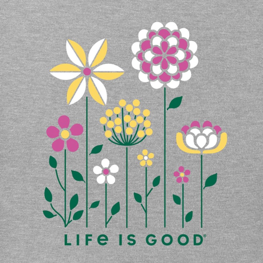 Women Life is Good Graphic Tees | Women'S Linear Garden Short Sleeve Tee Heather Gray