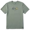 Men Life is Good Graphic Tees | Men'S Vintage Jake & Rocket Tug Of War Crusher Tee Moss Green