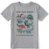 Kids Life is Good Graphic Tees | Kids Realaxed Life Was Good Prehistoric Era Crusher Tee Heather Gray